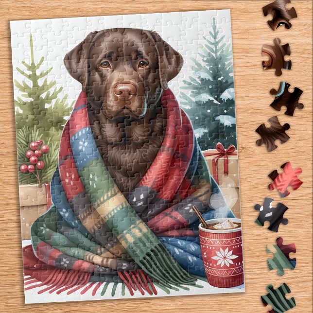 Puzzle Chocolat Labrador Retriever Cosy Chien Noël (Créateur téléchargé)