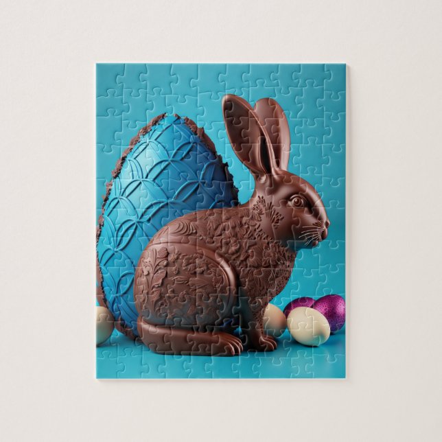 Puzzle Chocolat Lapin de Pâques et Oeufs (Vertical)