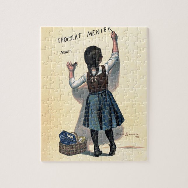 Puzzle Chocolat Menier Petite fille Mur écriture (Vertical)