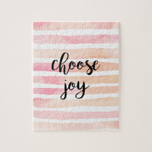 Puzzle Choisissez Joy Pink Watercolor Stripes lettrage