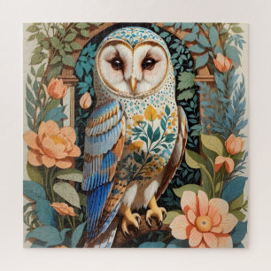 Puzzle Chouette à grange vintage à motifs floraux