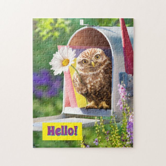 Puzzle Chouette avec fleurs dans la boîte aux lettres (Vertical)