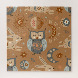 Puzzle Chouette céleste et lièvre : Motif mystique