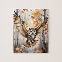 Chouette de forêt boisée aquarelle Animaux d'autom