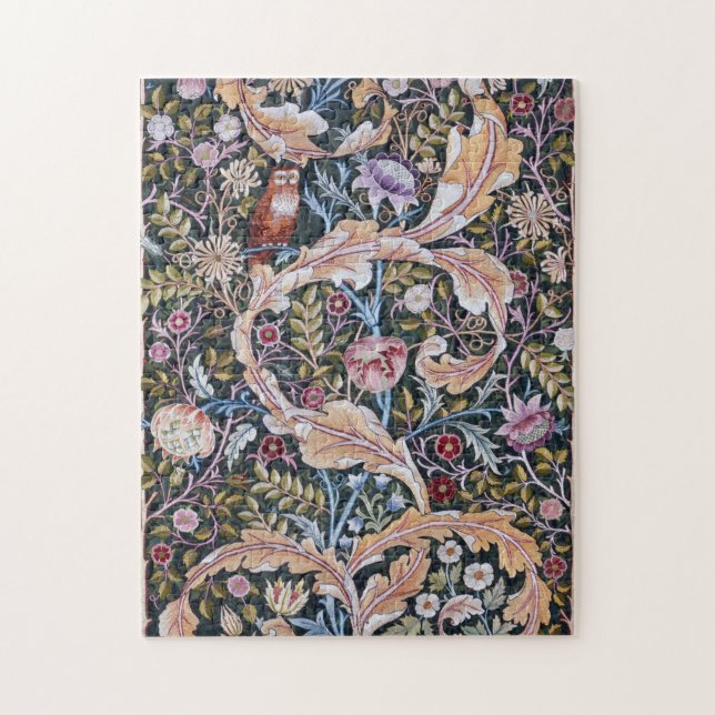 Puzzle Chouette et fleurs, William Morris (Vertical)