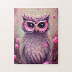 Puzzle Chouette Kawaii Imaginaire rose