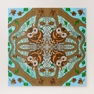 Puzzle Chouette tirée à la main Mandala