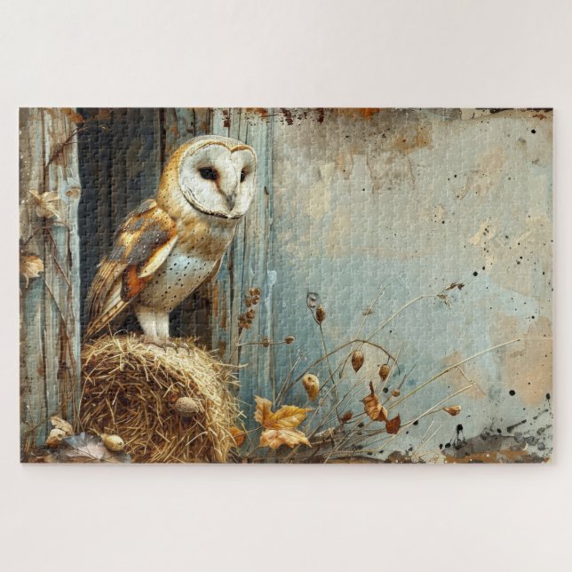 Puzzle Chouette vintage en automne 20x30 (Horizontal)