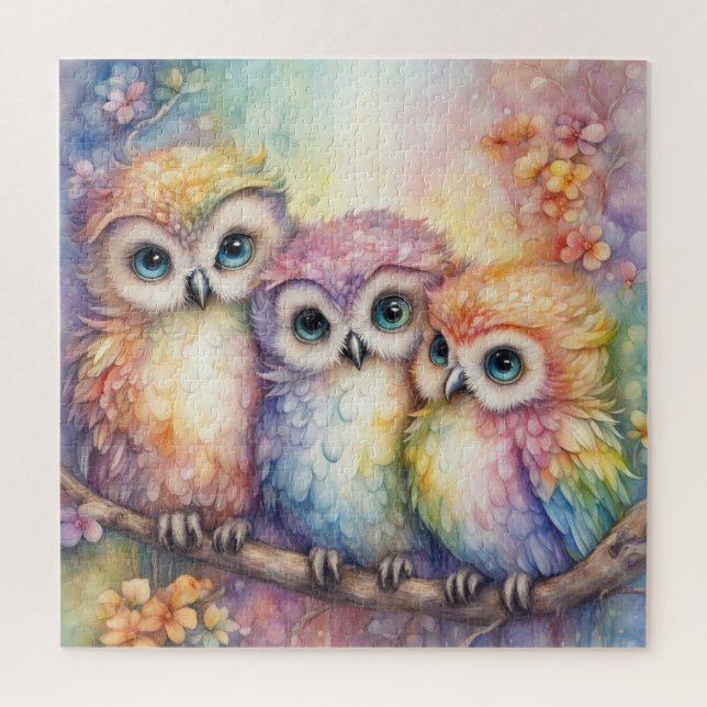 Puzzle Chouettes d'oiseaux arc-en-ciel 1 (Vertical)