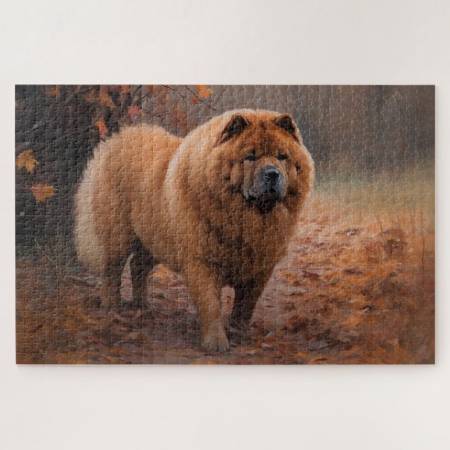 Puzzle Chow Chow à l'automne Feuilles automne Inspire (Horizontal)