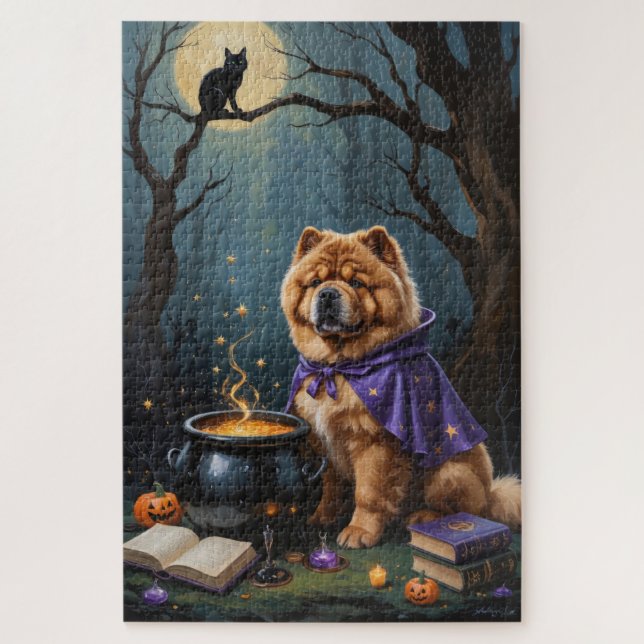 Puzzle Chow Chow Chien Peinture Whimsical Halloween (Vertical)