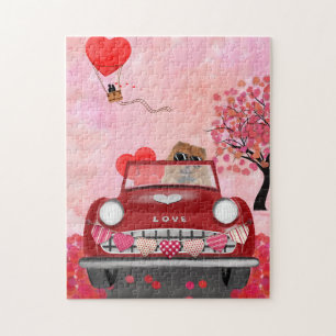 Puzzle Chow Chow Chien voiture avec les coeurs Valentine'