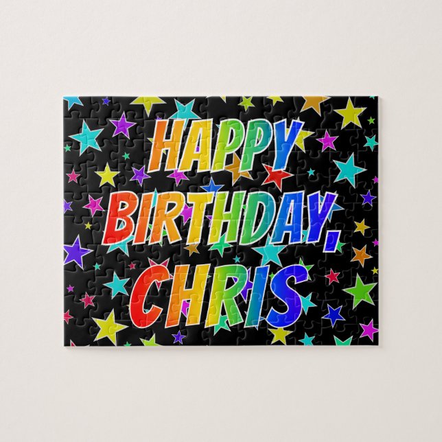 Puzzle "CHRIS" Prénom, Amusant "HEUREUX ANNIVERSAIRE" (Horizontal)