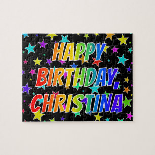 Puzzle "CHRISTINA" Prénom, "HEUREUX ANNIVERSAIRE"