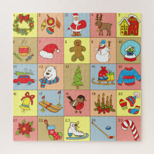 Puzzle Christmas Advent : Collection d'éléments Doodle
