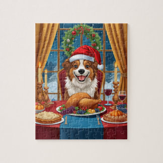 Puzzle Christmas Dog Dinner Festive Holiday Feast