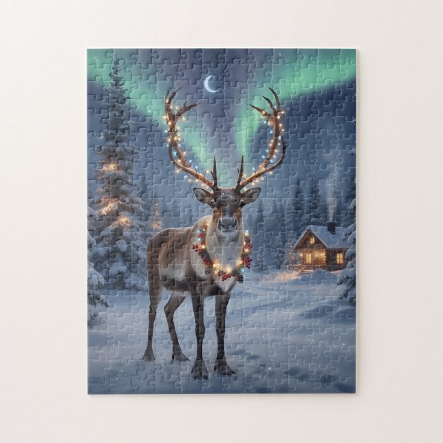 Puzzle Christmas night with Santa's reindeer (Vertical)
