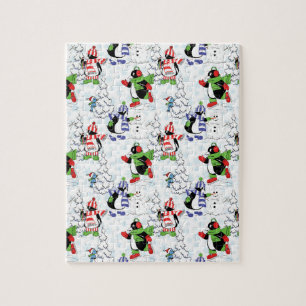 Puzzle Christmas penguin ice skating