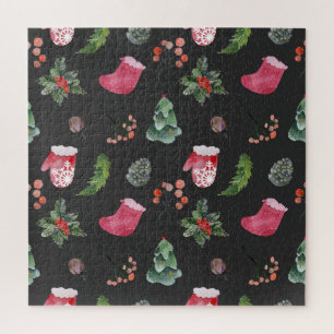 Puzzle Christmas Reindeer : Aquarelle Motif sans couture