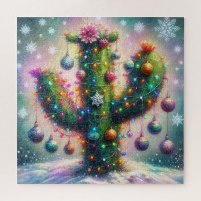 Puzzle Christmas Saguaro Cactus Whimsical Desert (Horizontal)