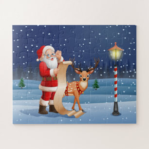 Puzzle Christmas Santa Claus And Reindeer   Holidays
