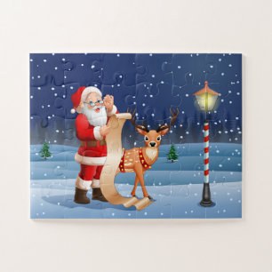 Puzzle Christmas Santa Claus And Reindeer   Holidays