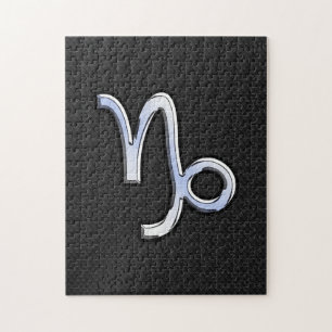 Puzzle Chrome comme Capricorn Symbole Zodiaque sur la pea