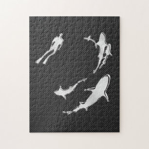 Puzzle Chrome comme Plongeur avec requins sur fibre de ca