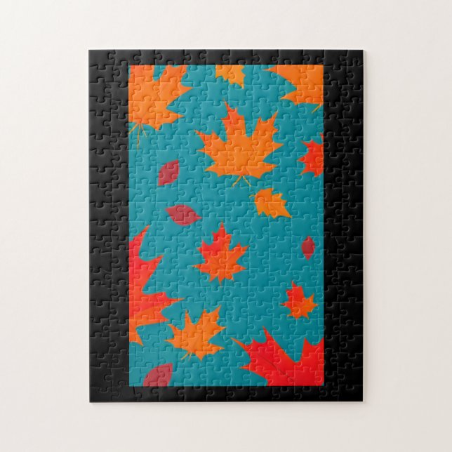 Puzzle Chute de feuilles orange doré tombant dans l'air (Vertical)