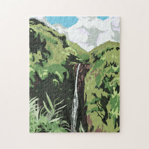 Puzzle Chutes Akaka Hawaï Cascade Paysage Tropical 