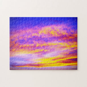 Puzzle Ciel rose violet orange doré