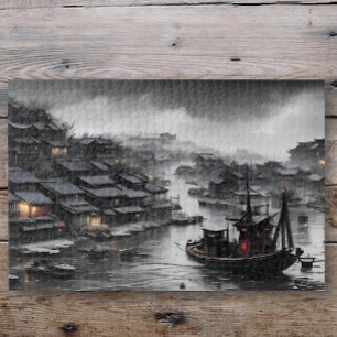 Puzzle Ciel sombre au-dessus d'un village de pêcheurs chi