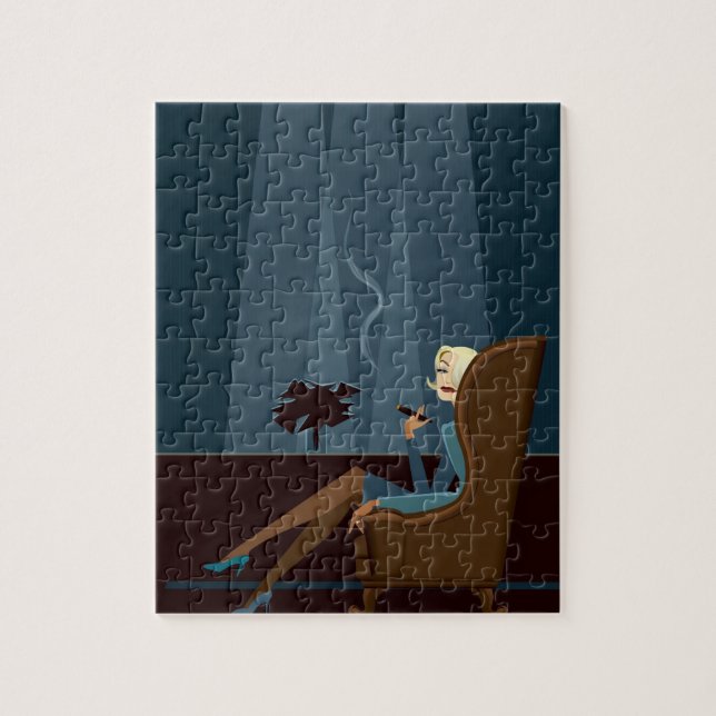 Puzzle Cigare de tabagisme de femme d'affaires (Vertical)