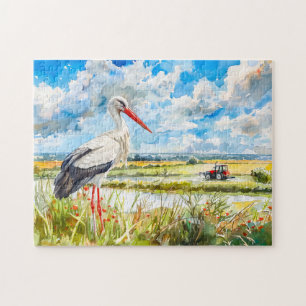 Puzzle Cigogne dans les champs d'été Havelland Style aqua