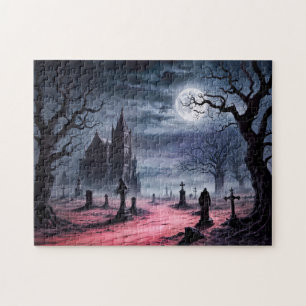 Puzzle Cimetière gothique sous pleine lune
