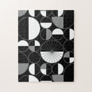 Puzzle Circles Halves Black Gray
