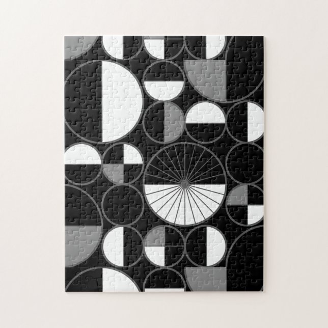Puzzle Circles Halves Black Gray (Vertical)