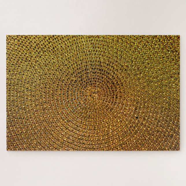 Puzzle circulaire de texture d'or (Horizontal)