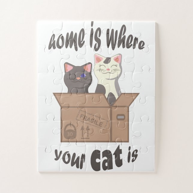 Puzzle Citation drôle Accueil est où est votre chat (Vertical)