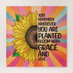 Puzzle Citation et tournesol tiré à la main