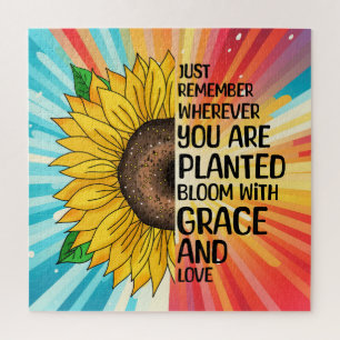 Puzzle Citation et tournesol tiré à la main