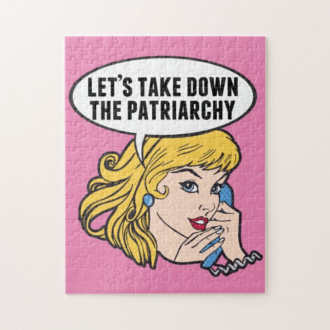 Puzzle Citation féministe Retro Pop Art Rose Anti Patriar (Vertical)
