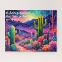 citation inspirante, paysage de cactus coloré