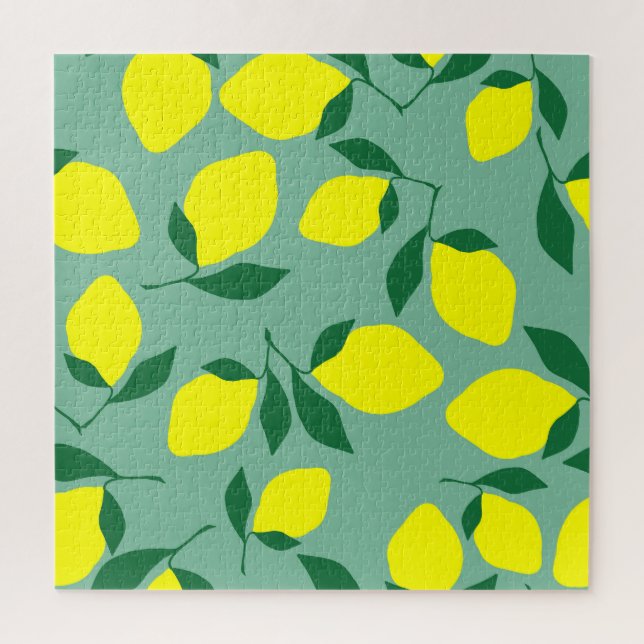 Puzzle Citron simple, Arrière - plan vert. (Vertical)