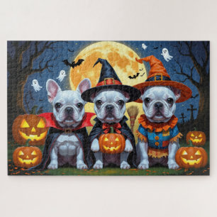 Puzzle Citrouille de Bulldogs français Halloween drôle