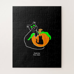 Puzzle Citrouille de chat noir (56 pièces)