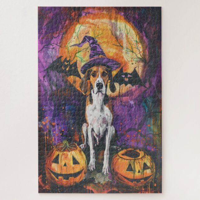Puzzle Citrouille d'Halloween américain Foxhound (Vertical)