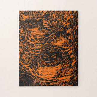 Puzzle Citrouille d'Halloween Araignée Orange Dessin au T