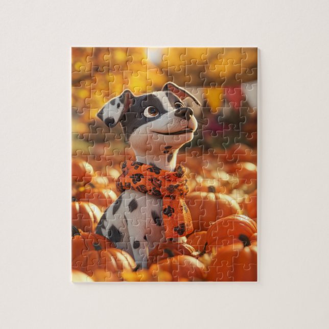 Puzzle Citrouille et chiot (Vertical)