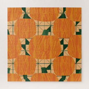 Puzzle Citrouille : Triangle géométrique rétro.